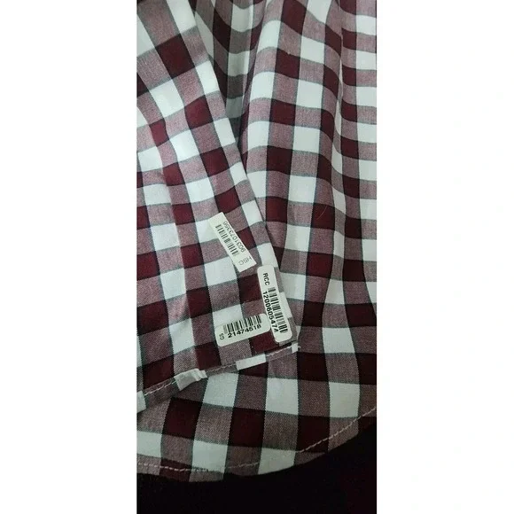 Banana Republic Men's Large Fit Camden Red Plaid Dress Shirt Button Up‎ New - Picture 8 of 11